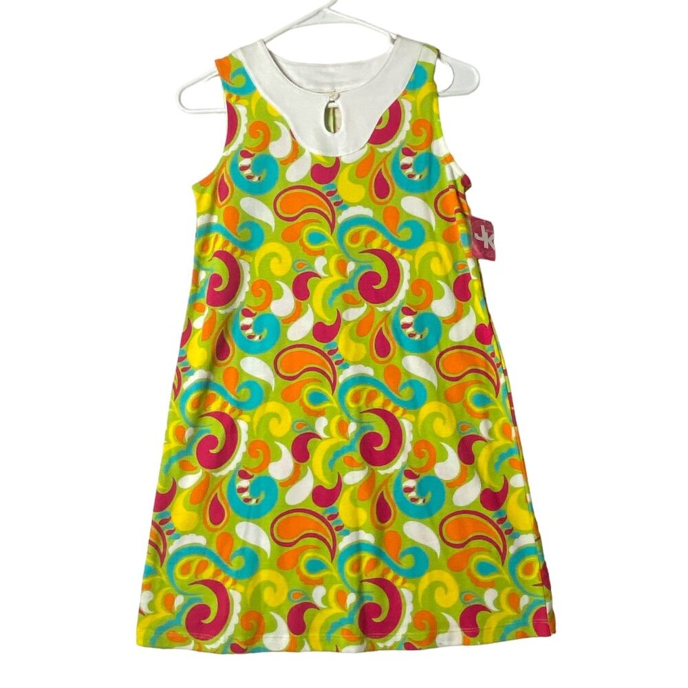 J.KHAKI Kids Girl Dress Size Large Green Pucci Multicolor Summer 100% Cotton NWT
